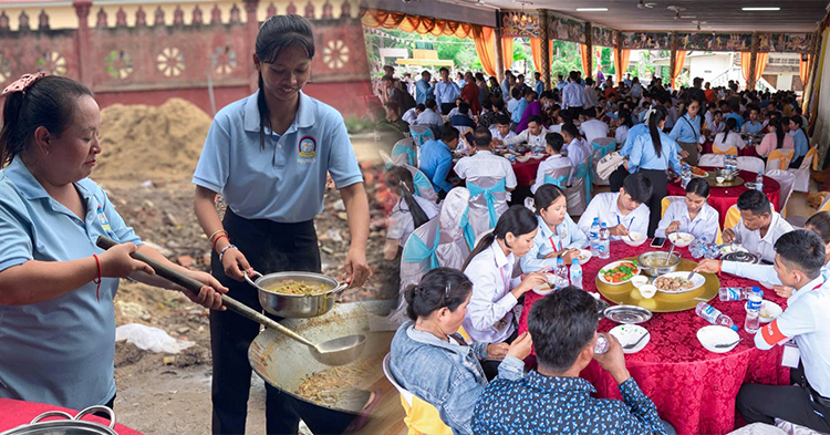  ជ្រះថ្លា! ប្រឡងបាក់ឌុប ២ ថ្ងៃ វត្តព្រៃឆ្លាក់នៅស្វាយរៀង រៀបចំអាហារសាមគ្គីច្រើនមុខ ដល់បេក្ខជនប្រឡងបាក់ឌុប